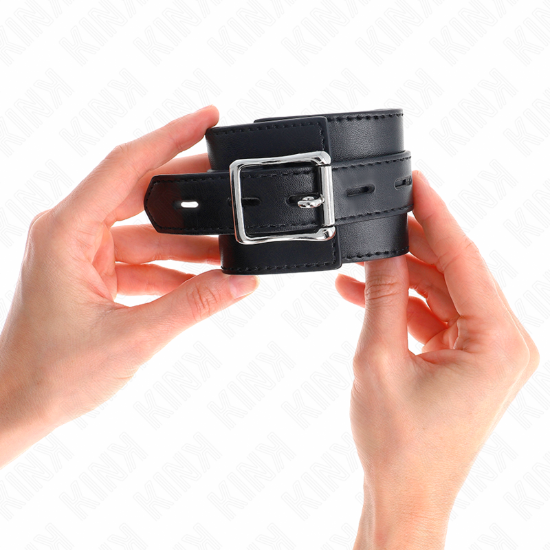KINK - HANDGELENKFESSELN SCHWARZ MIT SCHWARZEM GÜRTEL VERSTELLBAR 17-28 CM X 6 CM – Bild 4