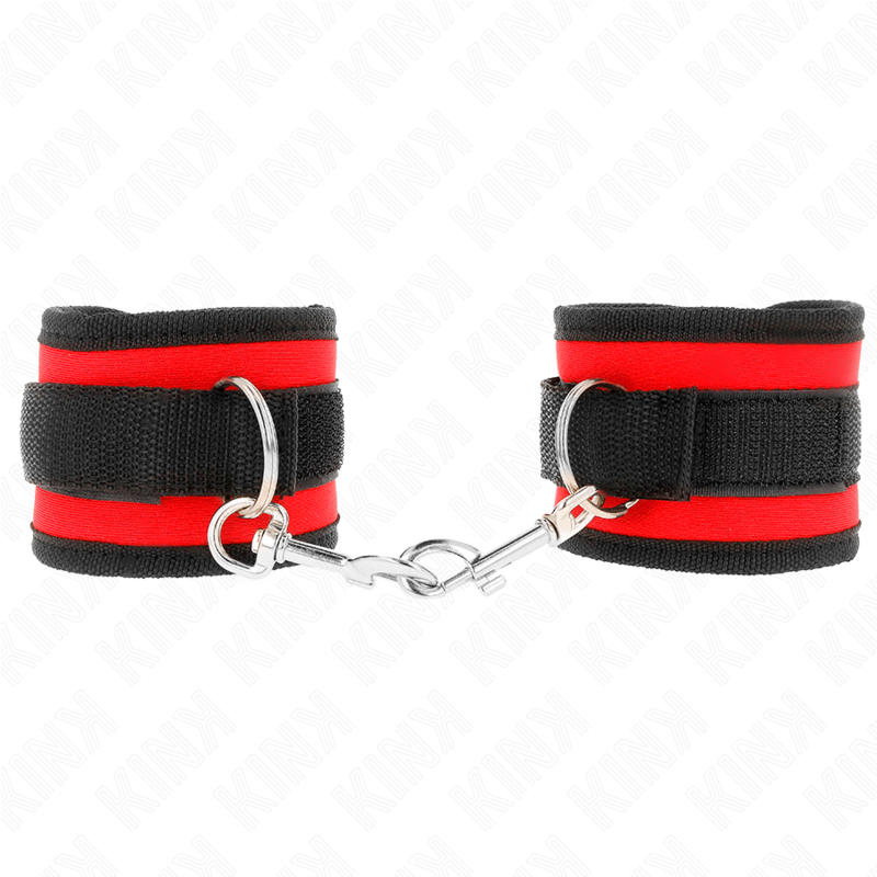 KINK - NYLON BIND-HANDHANDFESSELN MIT KLETTVERSCHLUSS ROT-SCHWARZ MODELL 2 VERSTELLBAR 18-35 CM X 6 CM – Bild 2