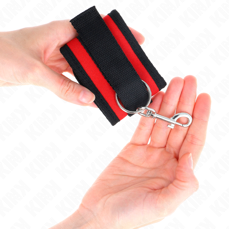 KINK - NYLON BIND-HANDHANDFESSELN MIT KLETTVERSCHLUSS ROT-SCHWARZ MODELL 2 VERSTELLBAR 18-35 CM X 6 CM – Bild 4