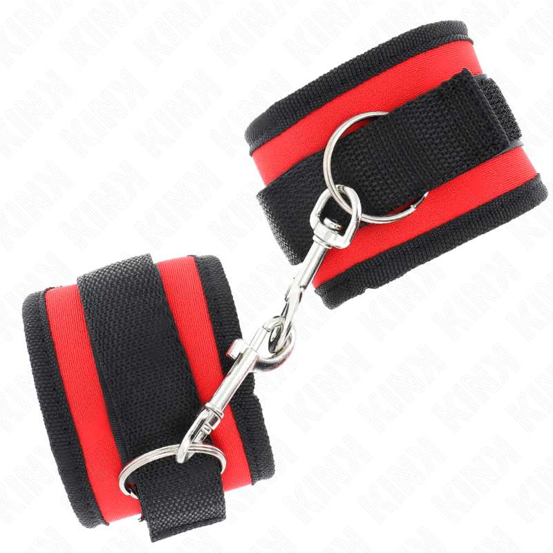 KINK - NYLON BIND-HANDHANDFESSELN MIT KLETTVERSCHLUSS ROT-SCHWARZ MODELL 2 VERSTELLBAR 18-35 CM X 6 CM – Bild 3