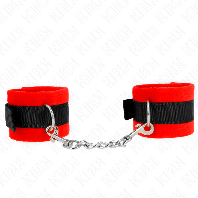 KINK - BEGINNER PELZHANDMANSCHETTEN SCHWARZ-ROT 30 X 7 CM – Bild 2