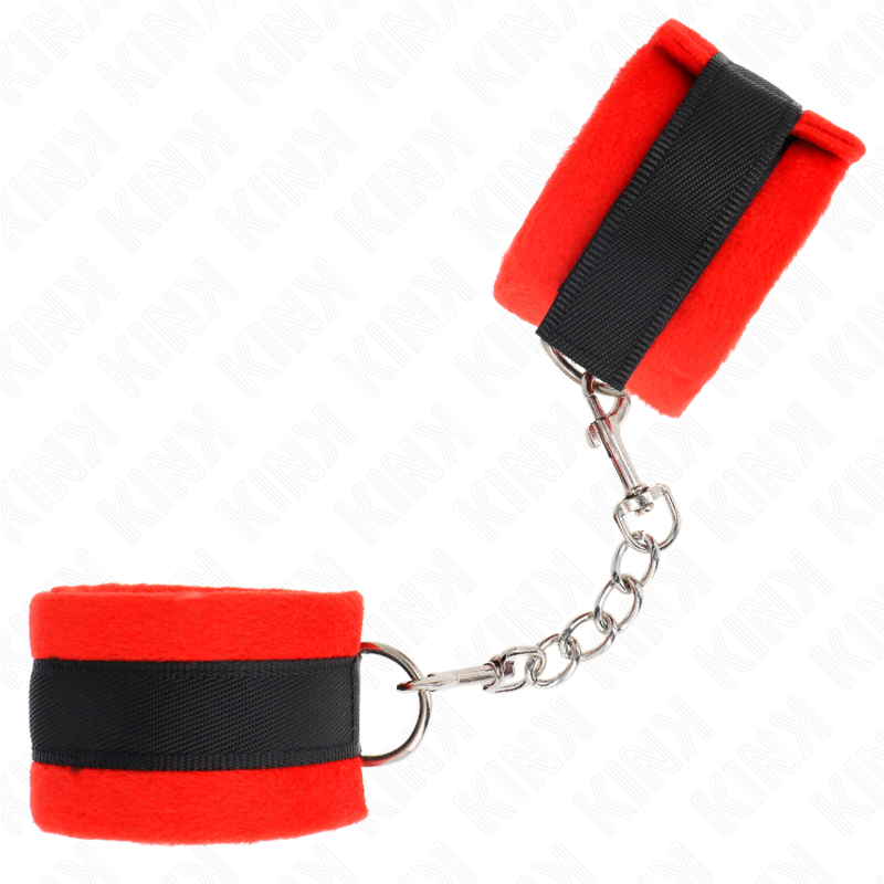 KINK - BEGINNER PELZHANDMANSCHETTEN SCHWARZ-ROT 30 X 7 CM – Bild 3