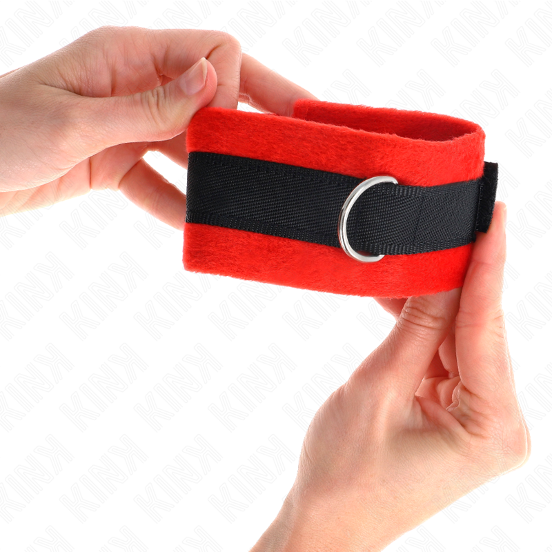 KINK - BEGINNER PELZHANDMANSCHETTEN SCHWARZ-ROT 30 X 7 CM – Bild 4