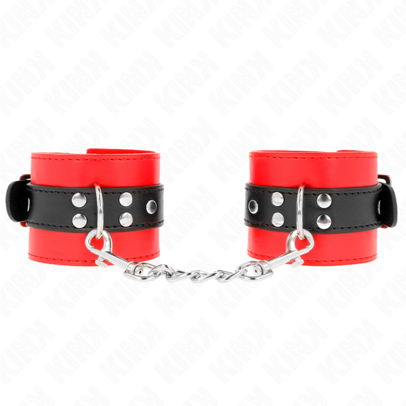 KINK - HANDGELENKFESSELN ROT MIT SCHWARZEM GÜRTEL VERSTELLBAR 17-28 CM X 6 CM – Bild 2