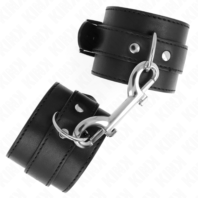 KINK - HANDGELENKFESSELN - EINZELNE NIETENREIHE UND GROSSE SCHNALLE SCHWARZ VERSTELLBAR 17-28 CM X 5 CM – Bild 3