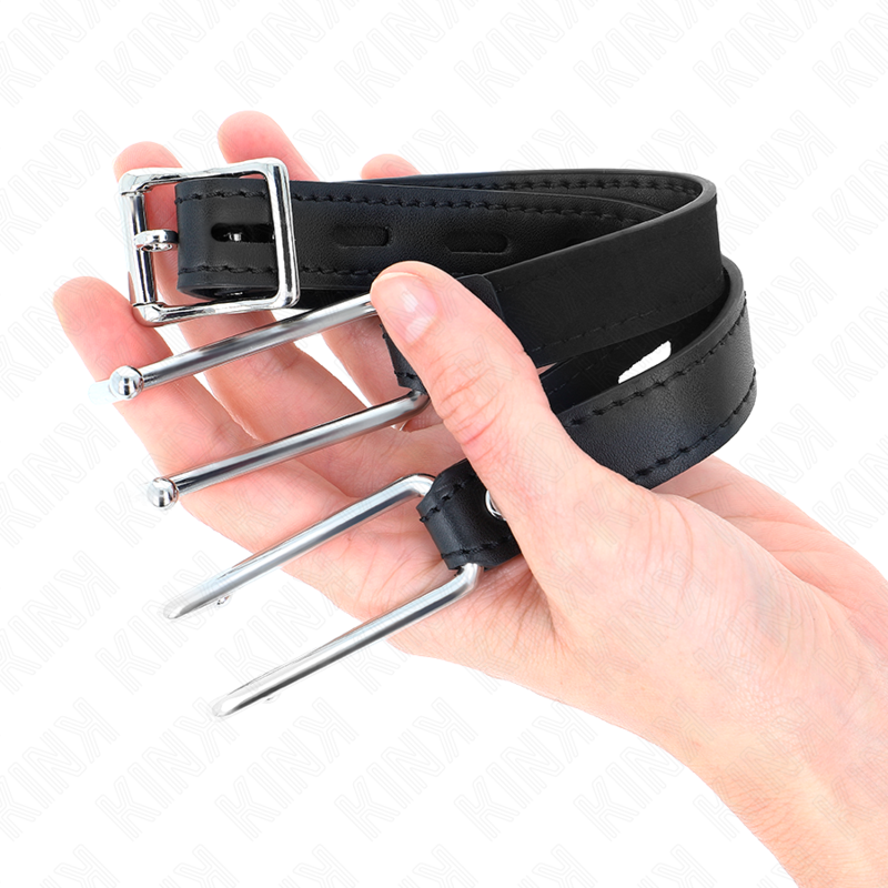 KINK - METALLHAKENKNEBEL 11,5 CM MIT KUNSTLEDERBAND VERSTELLBAR 39-58 CM X 2 CM – Bild 3