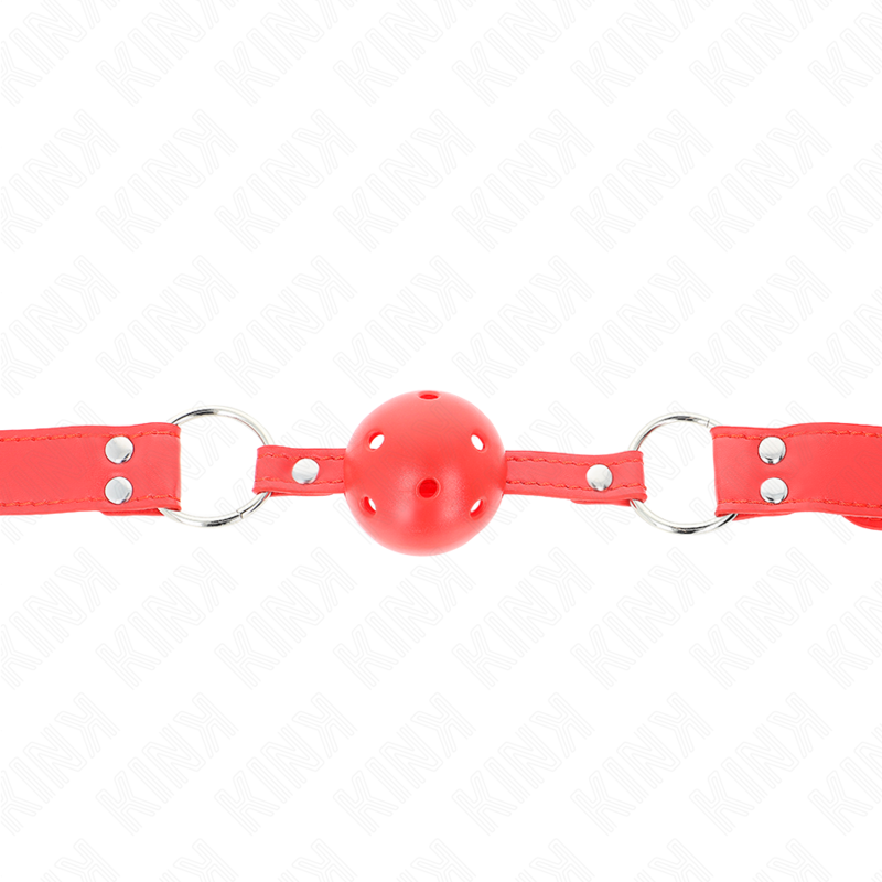 KINK - KOMPLETTER ROTER HOHLBALLKNEBEL 62 x 2 CM – Bild 3