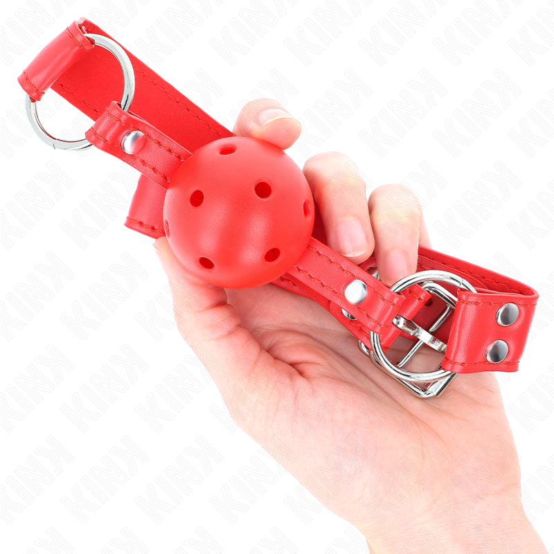 KINK - KOMPLETTER ROTER HOHLBALLKNEBEL 62 x 2 CM – Bild 4