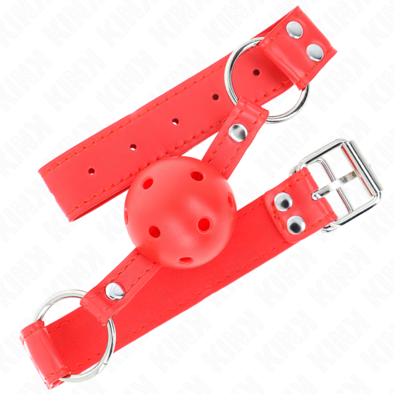 KINK - KOMPLETTER ROTER HOHLBALLKNEBEL 62 x 2 CM – Bild 2