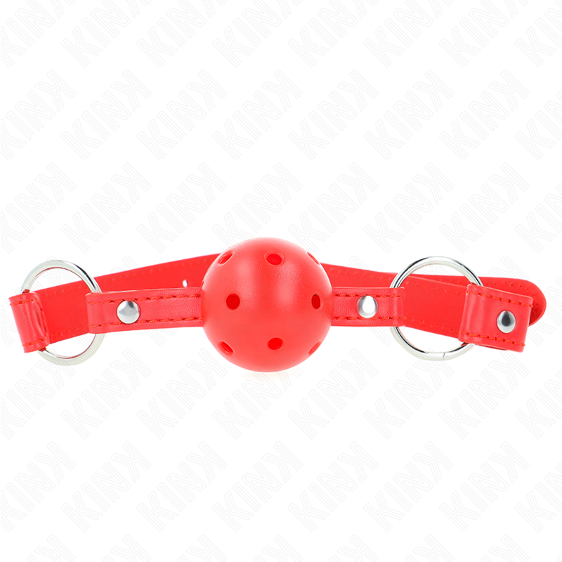 KINK - ATMUNGSAKTIVER BALL 4 CM KNEBEL MIT DOPPELNIET MODELL 1 ROT 62,5 x 2,5 CM VERSTELLBAR 42-58 CM – Bild 3