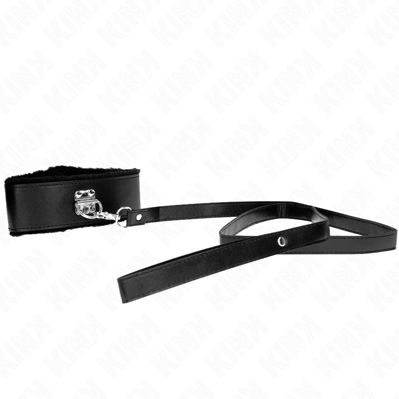 KINK - HALSKETTE MIT LEINE 116 CM MIT SILBERNEN NIETEN MODELL 4 SCHWARZ VERSTELLBAR 40-48 CM X 6 CM – Bild 4