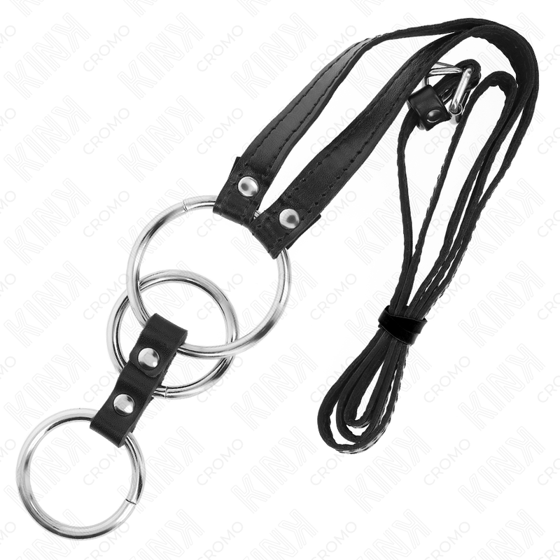 KINK - DREIFACH METALL PENISRING 3,8 CM BIS 5 CM MIT LEDERGURTE 112 CM – Bild 4