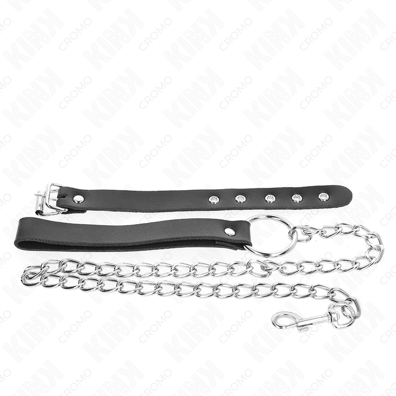 KINK - PENISRING AUS LEDER MIT RIEMEN 21,5 X 2 CM UND METALLKETTE 60 CM – Bild 4