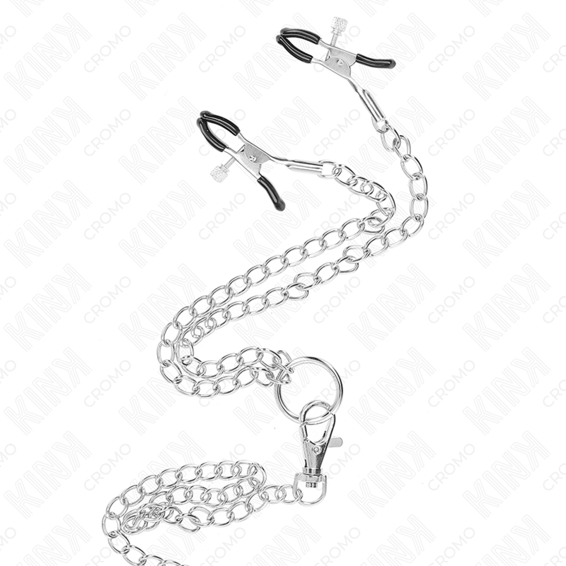 KINK - DREIFACH CHROM METALL PENISRING 3,8 CM BIS 5 CM MIT 26 CM METALLKETTE UND NIPPELKLEMMEN MODELL 1 – Bild 4