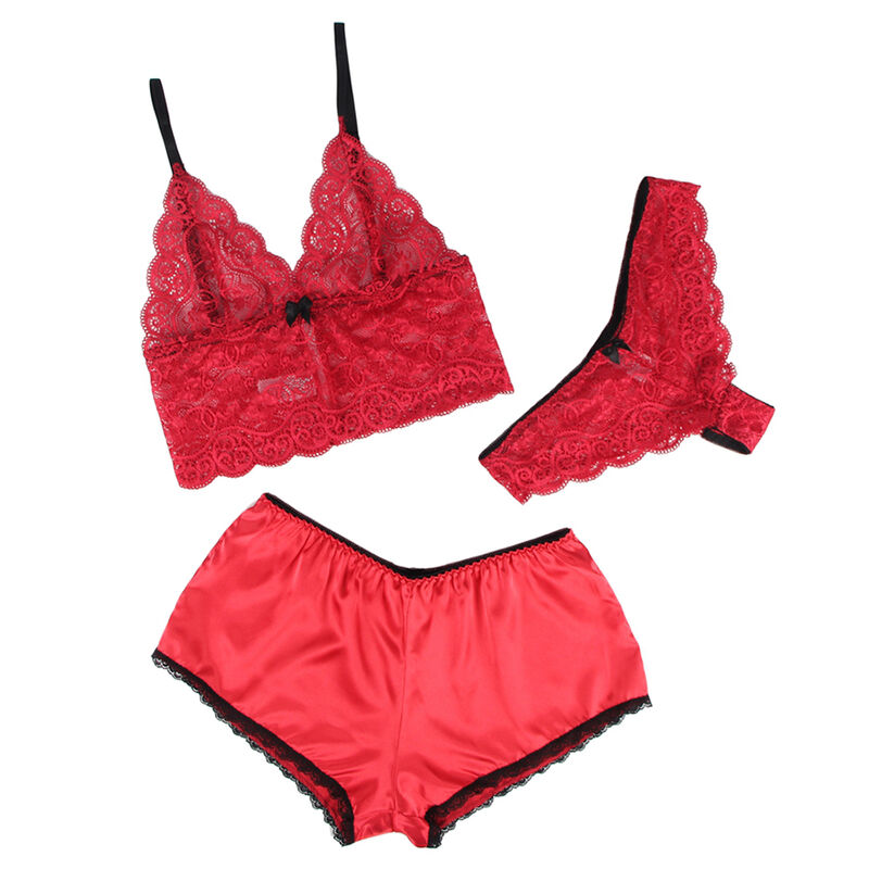 SUBBLIME - 953904 NACHTHEMD + HÖSCHEN AUS SEIDE UND SPITZE ROT L/XL – Bild 3