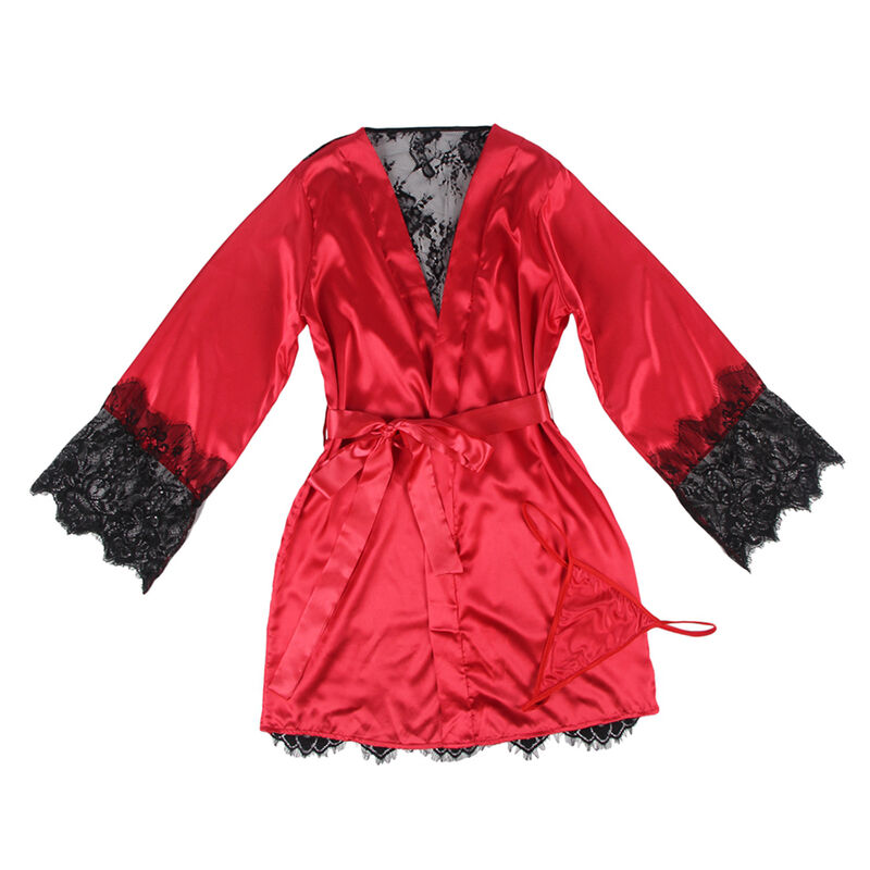 SUBBLIME - 954024 SPITZEN-UNTERHEMD MIT TRANSPARENTEM RÜCKEN UND STRING, ROT/SCHWARZ, L/XL – Bild 4