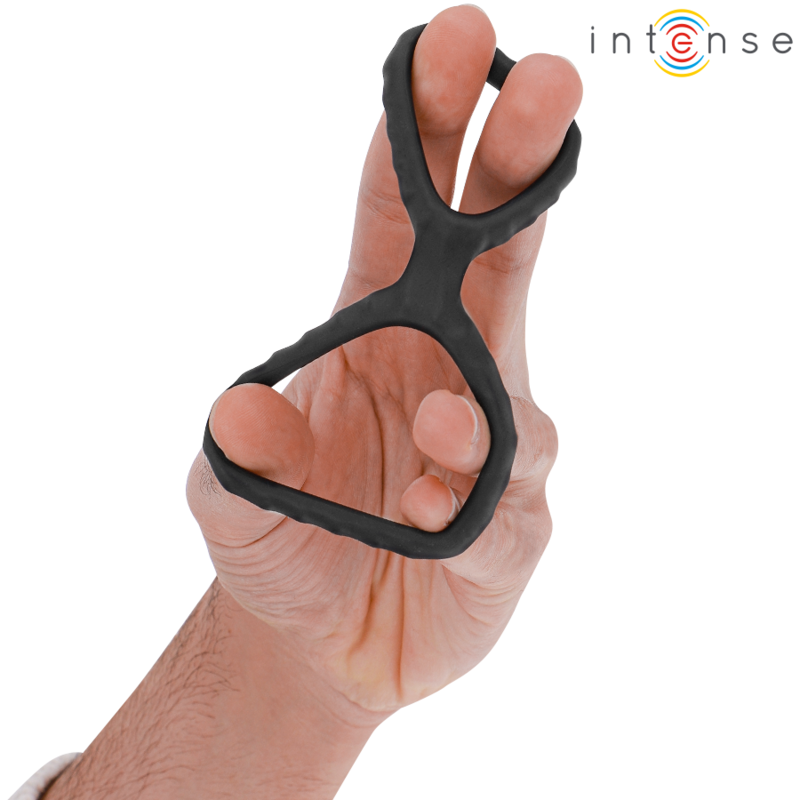 INTENSE - DEWEY DOPPELTER PENISRING AUS SILIKON SCHWARZ MODELL 2 – Bild 4