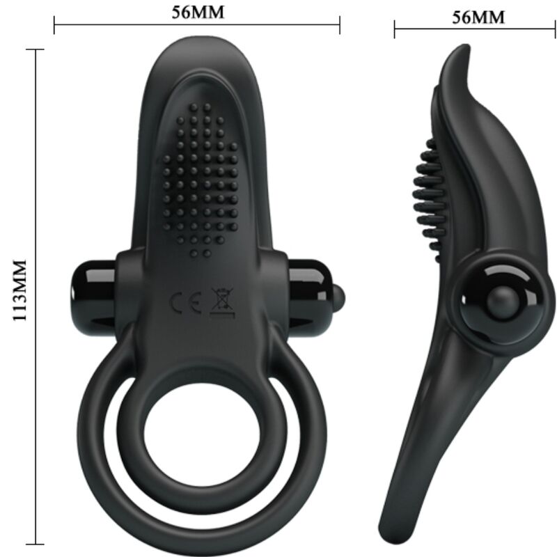PRETTY LOVE - DOPPELTER VIBRATIONSRING + KLITORISSTIMULATOR 10 VIBRATIONEN SCHWARZ – Bild 5