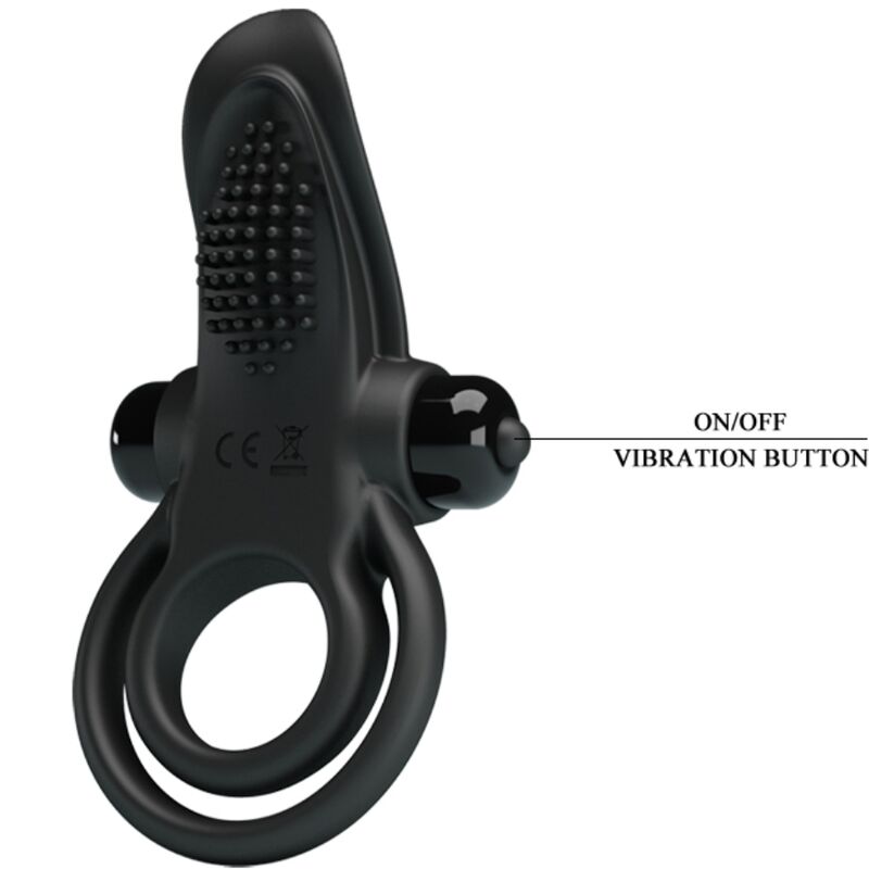 PRETTY LOVE - DOPPELTER VIBRATIONSRING + KLITORISSTIMULATOR 10 VIBRATIONEN SCHWARZ – Bild 4