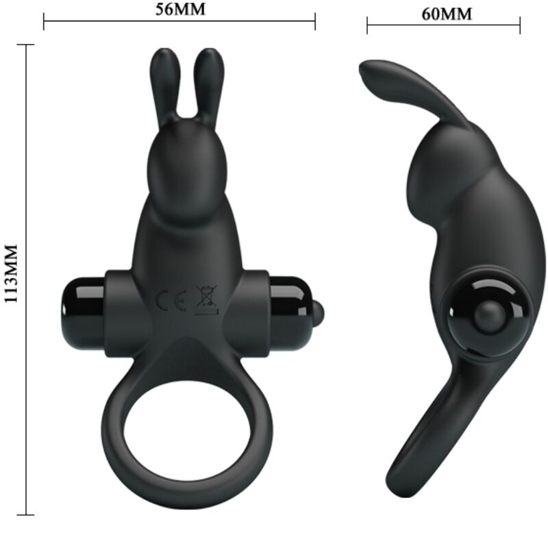 PRETTY LOVE - VIBRATIONSRING + RABBIT-KLITORIS-STIMULATOR 10 VIBRATIONEN SCHWARZ – Bild 3