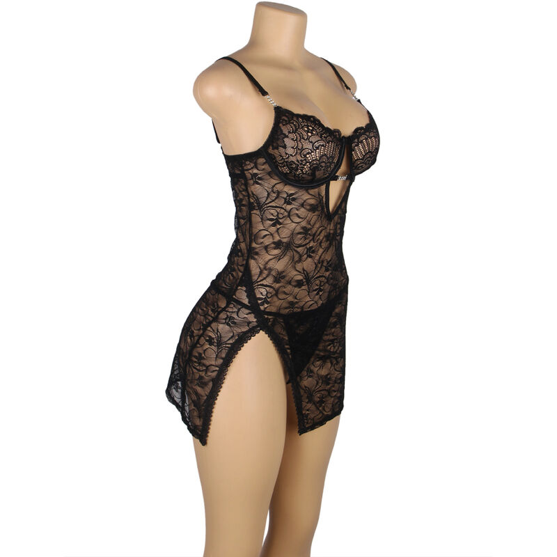 SUBBLIME - 954185 SPITZEN-BABYDOLL MIT VERSTELLBAREN TRÄGERN SCHWARZ S/M – Bild 4