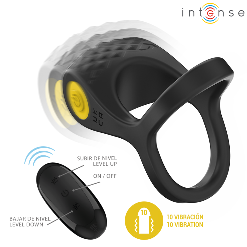 INTENSE - ALEX VIBRATOR DOPPEL-PENISRING 10 VIBRATIONEN SCHWARZ – Bild 3