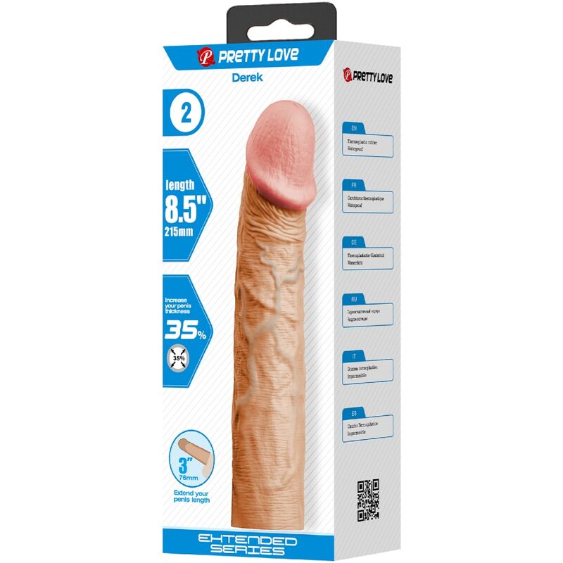 PRETTY LOVE - DEREK PENISHÜLLE MIT 7,6 CM VERLÄNGERUNG FLEISCH – Bild 5