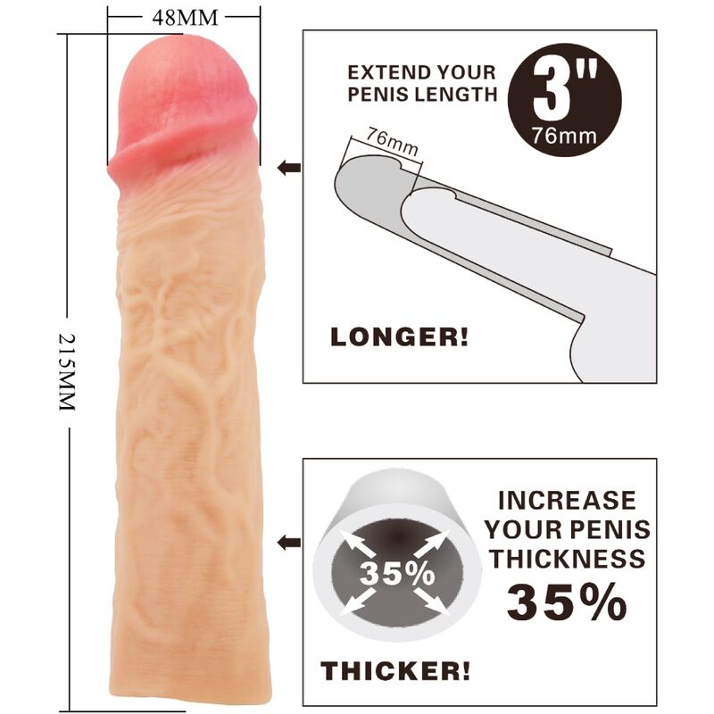 PRETTY LOVE - DEREK PENISHÜLLE MIT 7,6 CM VERLÄNGERUNG FLEISCH – Bild 4