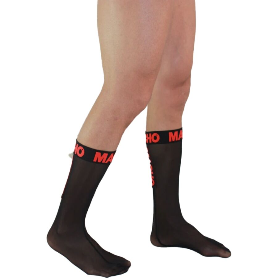 MACHO - DÜNNE SOCKEN EINHEITSGRÖSSE SCHWARZ/ROT – Bild 3