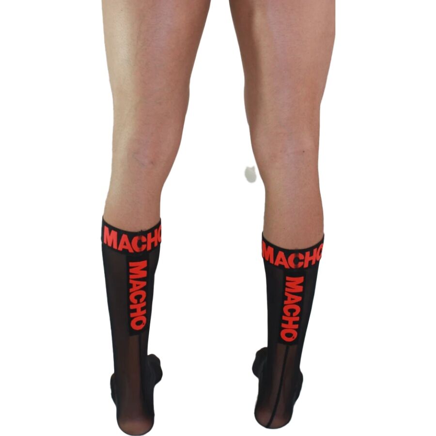 MACHO - DÜNNE SOCKEN EINHEITSGRÖSSE SCHWARZ/ROT – Bild 2