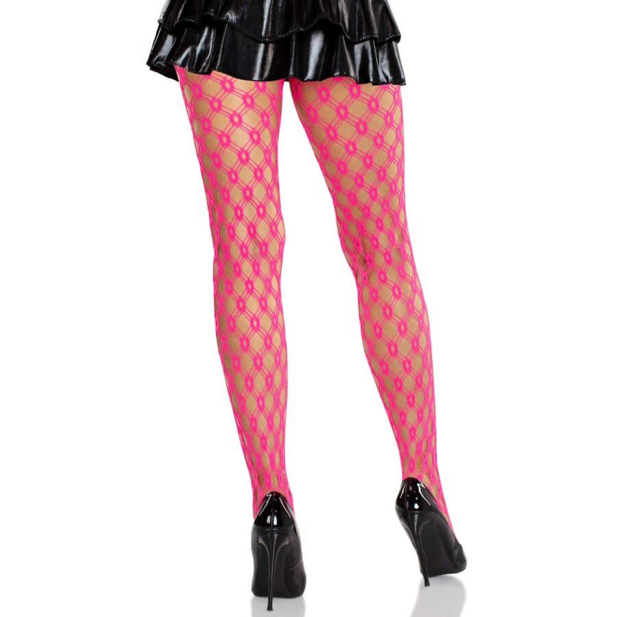LEG AVENUE - SPITZENSTRUMPFHOSEN MIT ÖSEN NEON PINK – Bild 2