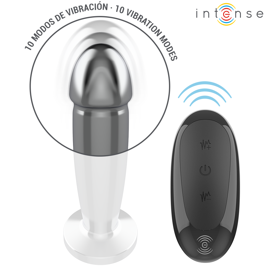 INTENSE - ANAL PLUG 10 VIBRATIONEN METALLDILDO MIT FERNBEDIENUNG M – Bild 4