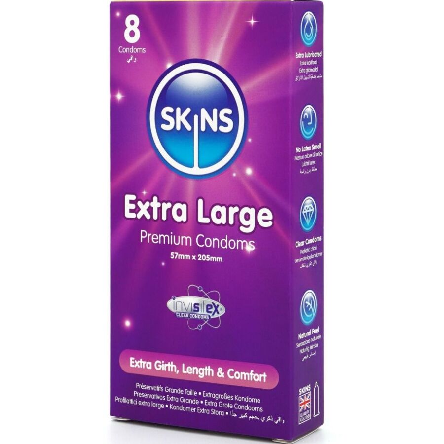SKINS - EXTRA GROSSE PREMIUM-KONDOME PACKUNG 8 – Bild 2