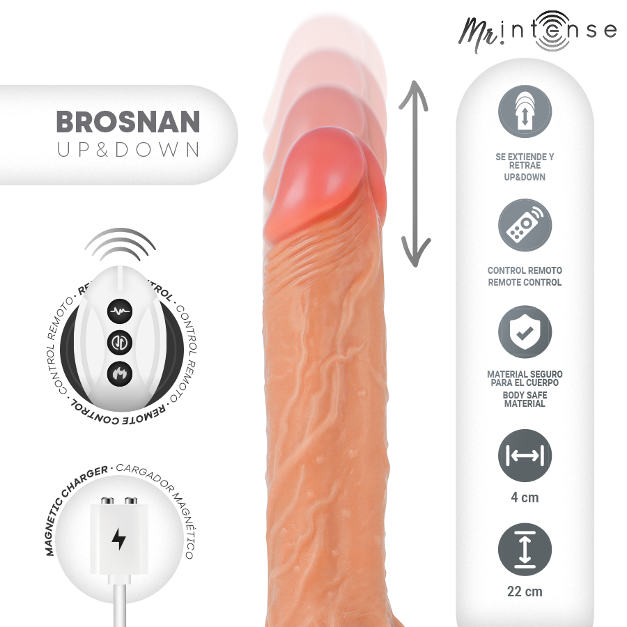 MR INTENSE - BROSNAN REALISTISCHES MULTIFUNKTIONSGERÄT MIT VIBRATION, AUF- UND AB-FERNBEDIENUNG, 22 CM - ODER - 4 CM – Bild 2