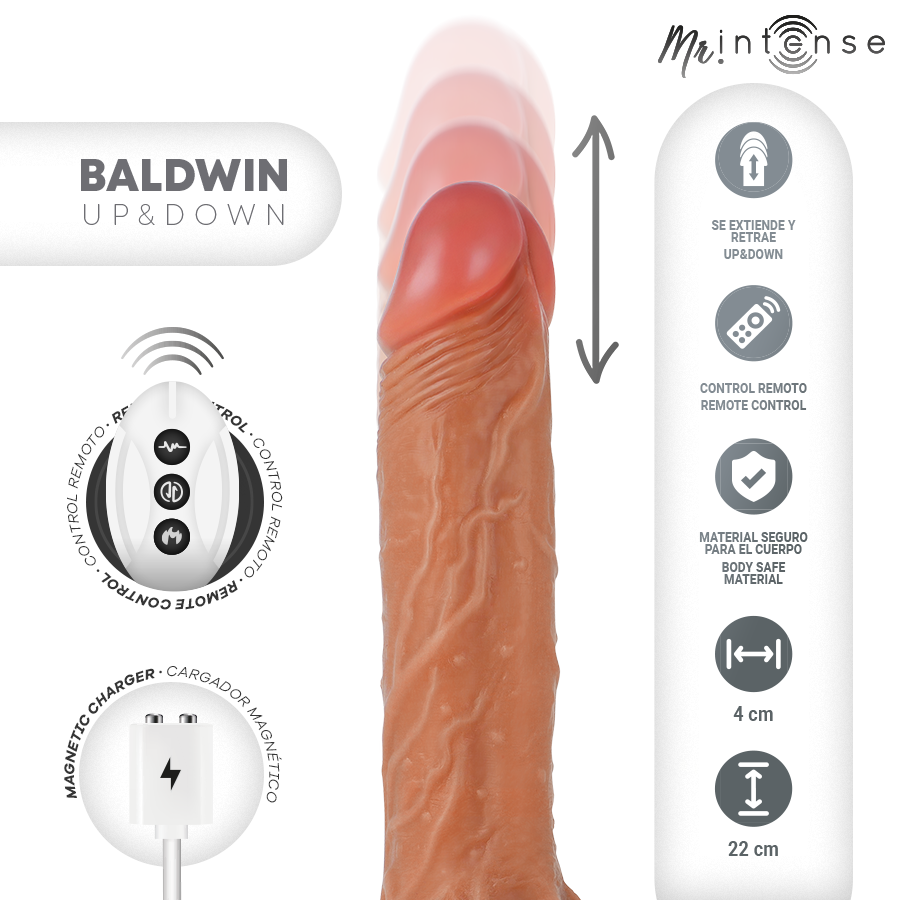 MR INTENSE BALDWIN REALISTISCHES MULTIFUNKTIONSGERÄT MIT VIBRATION, AUF- UND AB-FERNBEDIENUNG, 22 CM ODER 4 CM – Bild 3