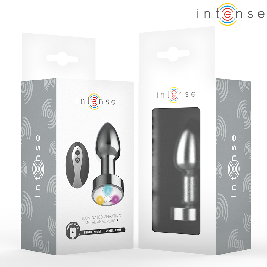 INTENSE - VIBRIERENDER ANALPLUG AUS METALL MIT LED-LEUCHTEN UND FERNBEDIENUNG - GRÖSSE S – Bild 3