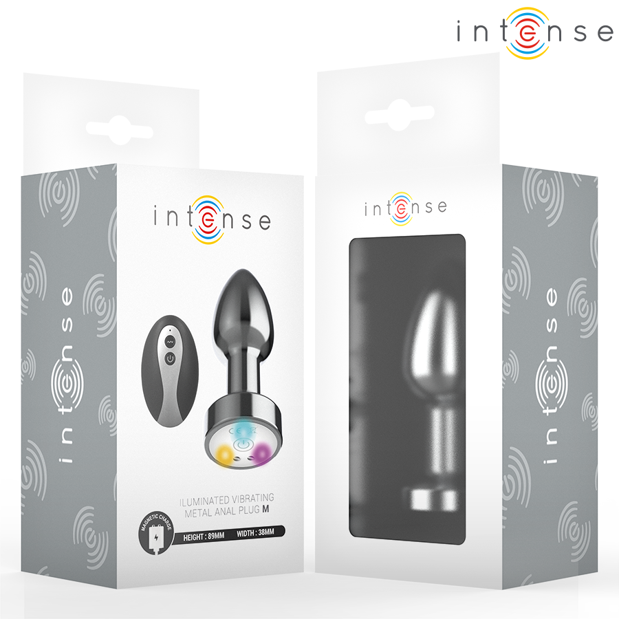 INTENSE - VIBRIERENDER ANALPLUG AUS METALL MIT LED-LEUCHTEN UND FERNBEDIENUNG - GRÖSSE M – Bild 3