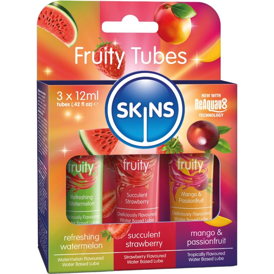 SKINS  FRUCHTIGES GLEITMITTEL-SET WASSERMELONE, ERDBEERE  MANGO GLEITMITTEL 3 x 12 ML