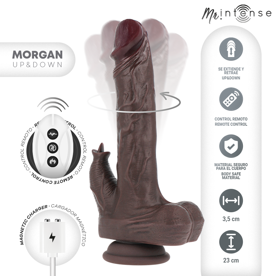 MR INTENSE REALISTISCHER MULTIFUNKTIONS-MORGAN MIT VIBRATION UND AUF- UND AB-FERNBEDIENUNG 23 CM O 3,5 CM – Bild 2