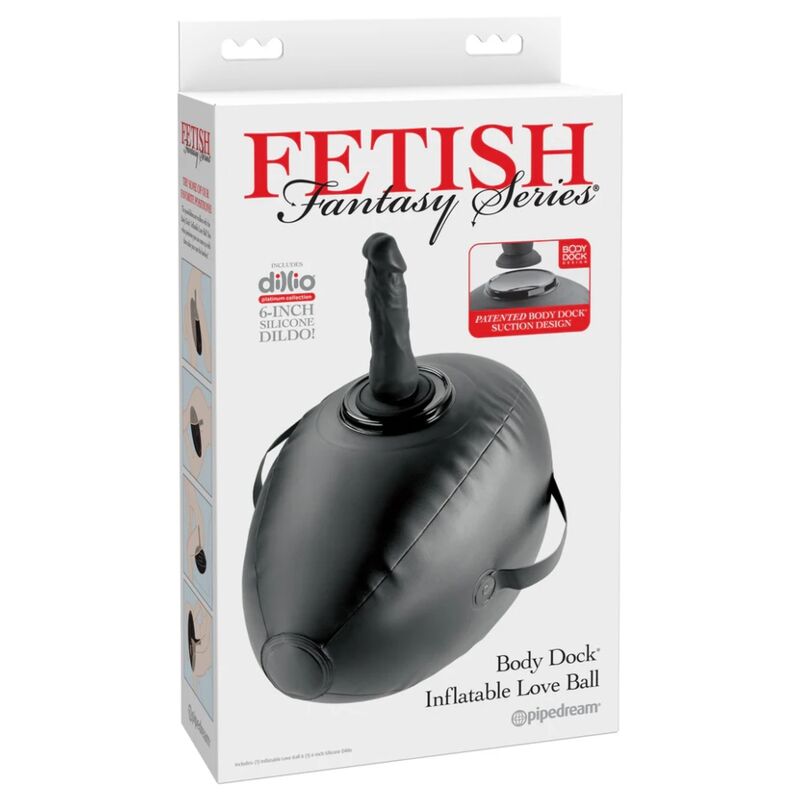 FETISH FANTASY SERIES - AUFBLASBARER LIEBESBALL MIT DILDO, SCHWARZ, 41,9 CM
