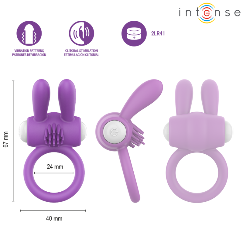 INTENSE - HOPPS VIBRIERENDER PENISRING MIT KLITORISSTIMULATION, LILA – Bild 4