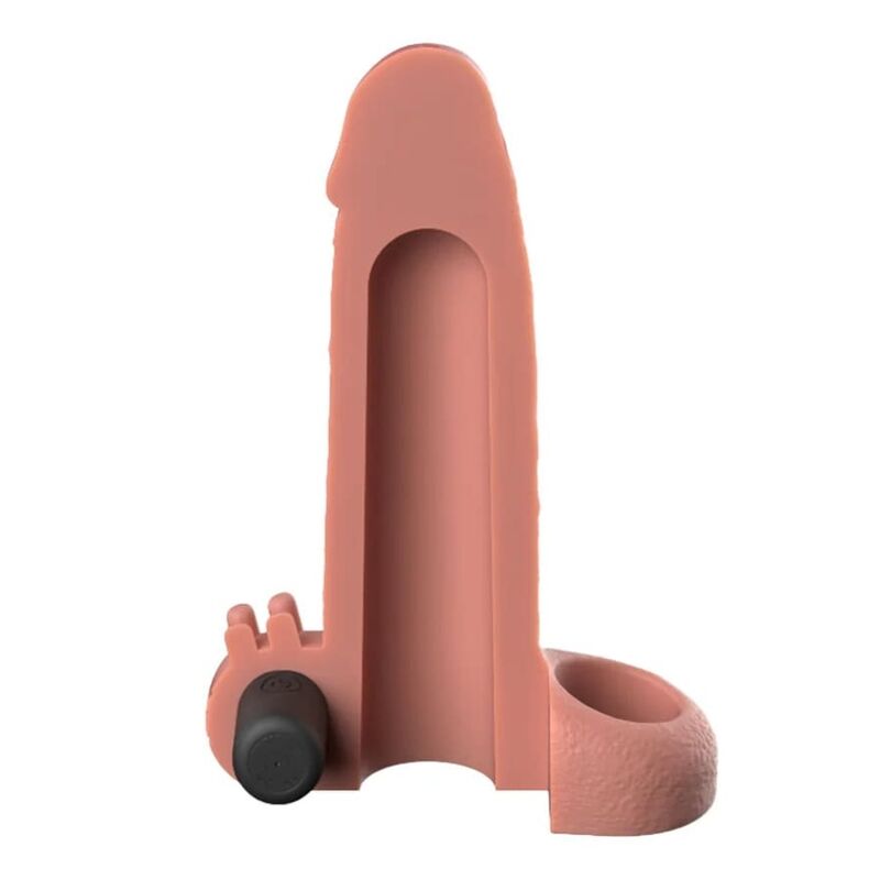 FANTASY X-TENSIONS VIBRIERENDE, REALISTISCHE 5 CM PENISVERLÄNGERUNGSHÜLLE, BEIGE – Bild 3