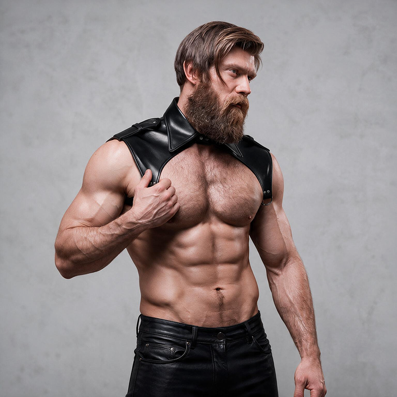 FETISH SUBMISSIVE ATTITUDE - HERRENBRIGADE VERSTELLBARER HALSHARNESS AUS ÖKOLEDER – Bild 3