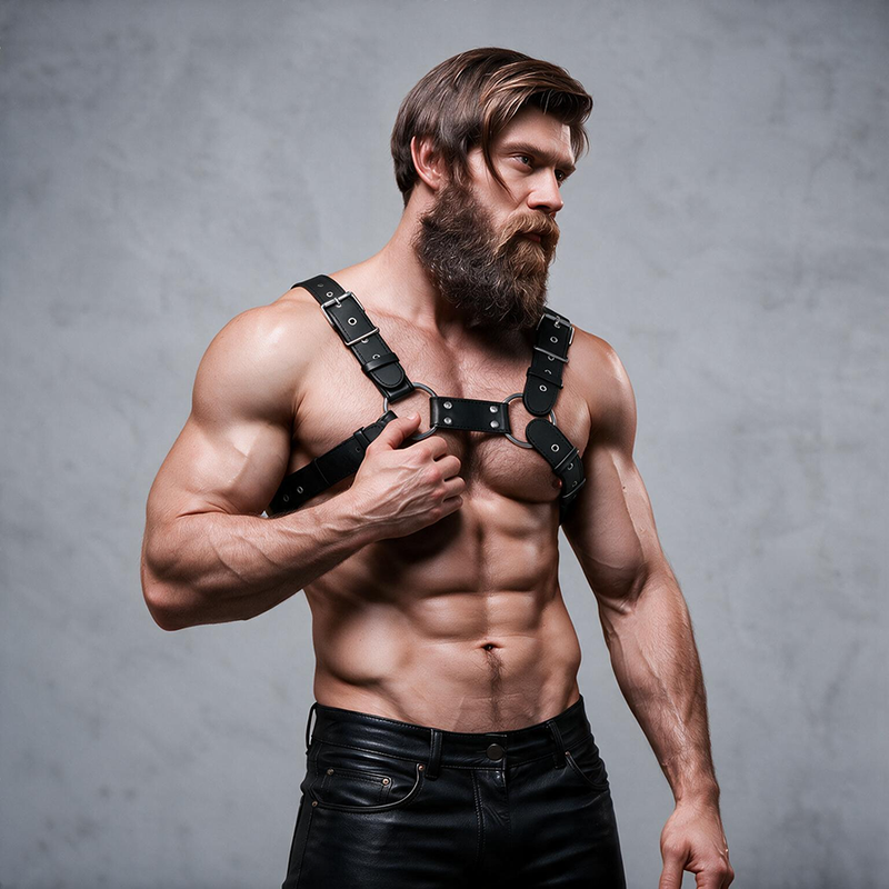 FETISH SUBMISSIVE ATTITUDE - VERSTELLBARER BRUST-BULLDOG-HARNESS AUS ÖKOLEDER FÜR HERREN – Bild 3