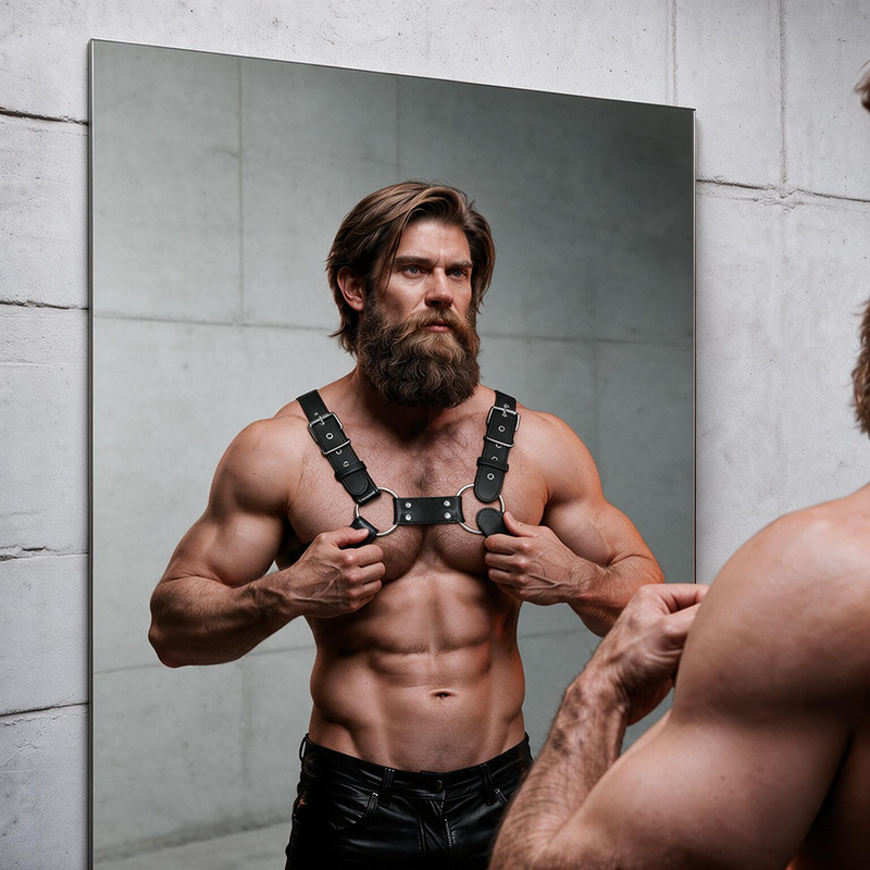 FETISH SUBMISSIVE ATTITUDE - VERSTELLBARER BRUST-BULLDOG-HARNESS AUS ÖKOLEDER FÜR HERREN – Bild 5