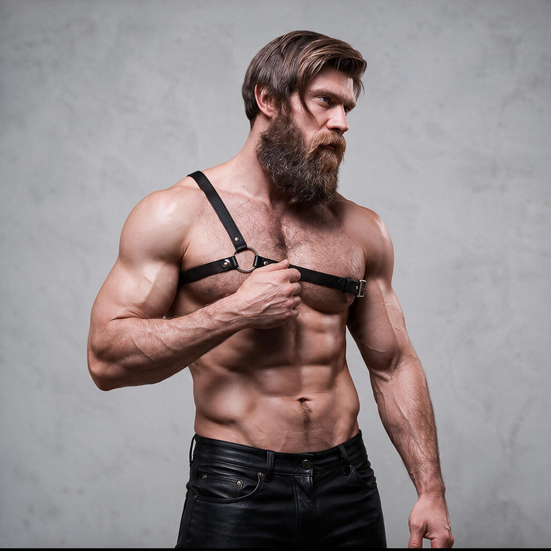 FETISH SUBMISSIVE ATTITUDE - HERREN HARNESS MIT GEKREUZTEN SCHULTERN AUS ÖKO-LEDER – Bild 3