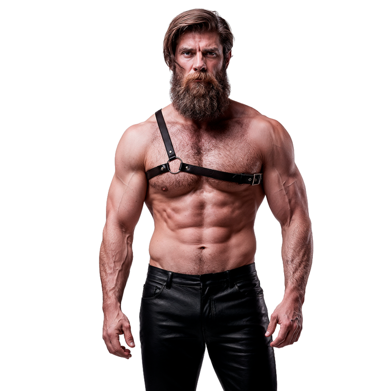 FETISH SUBMISSIVE ATTITUDE - HERREN HARNESS MIT GEKREUZTEN SCHULTERN AUS ÖKO-LEDER