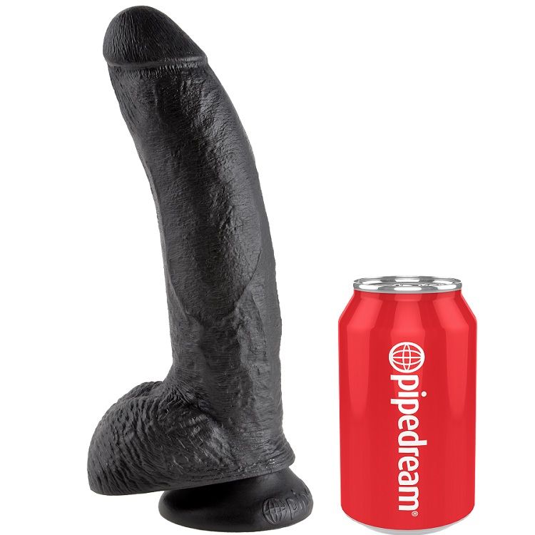 KING COCK - DILDO SCHWARZ MIT EIER 22.9 CM