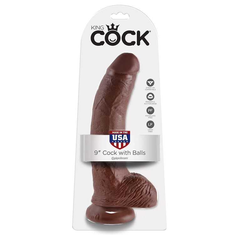 KING COCK - 9 DILDO BRAUN MIT EIER 22.9 CM – Bild 2