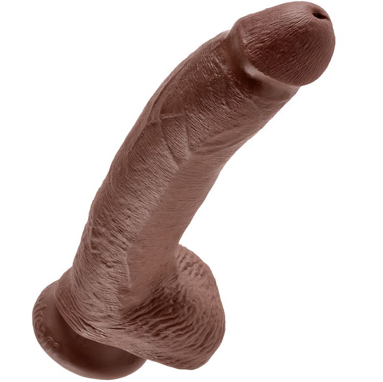 KING COCK - 9 DILDO BRAUN MIT EIER 22.9 CM – Bild 4